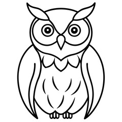 Simple Owl Line Art Vector Illustration
