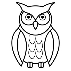 Simple Owl Line Art Vector Illustration