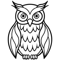 Simple Owl Line Art Vector Illustration
