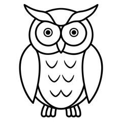 Simple Owl Line Art Vector Illustration