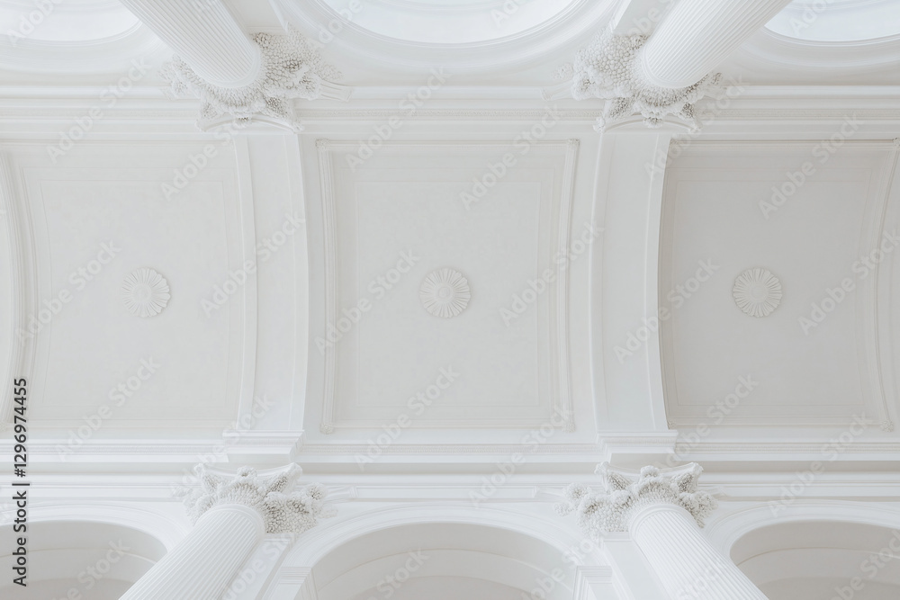 Aufkleber architectural elegance: a close-up shot of an ornate, classical ceiling with intricate molding and c