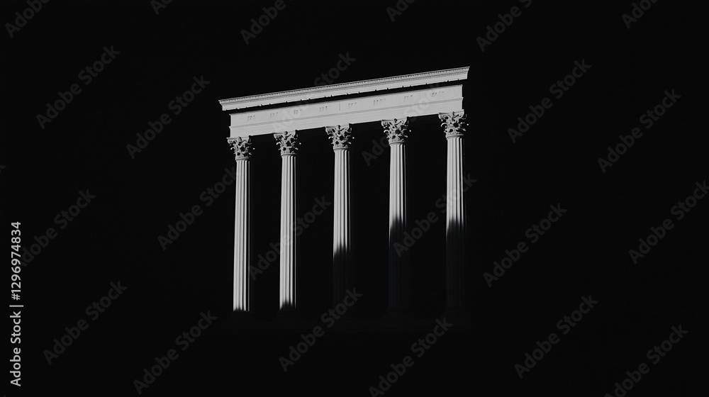 Aufkleber classical columns against black: an evocative, high-contrast photograph of a classical architectural
