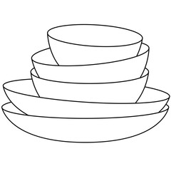 bowl with plate utensil line icon
