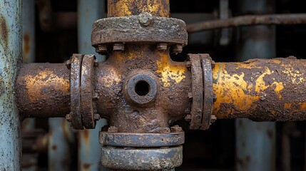 Rusty industrial pipe junction