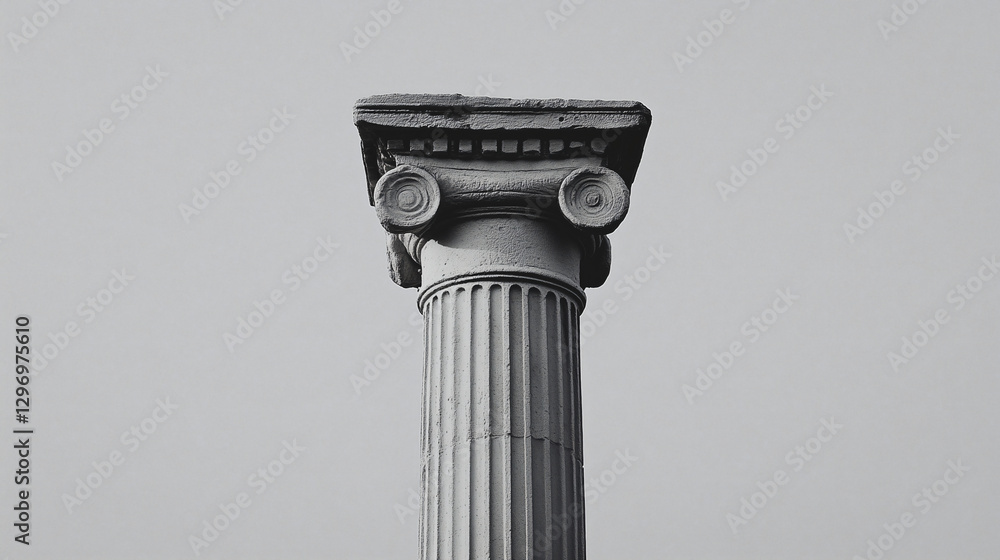 Poster ancient architectural marvel: close-up view of a meticulously crafted doric column, showcasing the t