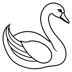 Simple Swan One-Line Vector Drawing