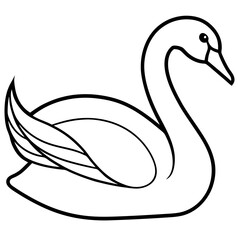 Simple Swan One-Line Vector Drawing