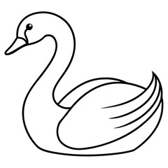 Simple Swan One-Line Vector Drawing