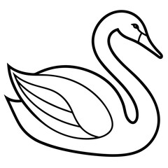 Simple Swan One-Line Vector Drawing