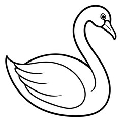 Simple Swan One-Line Vector Drawing