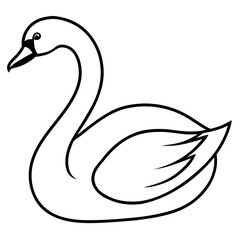 Simple Swan One-Line Vector Drawing