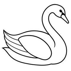 Simple Swan One-Line Vector Drawing