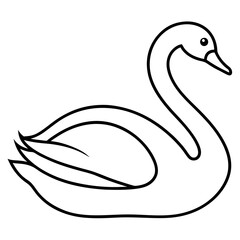 Simple Swan One-Line Vector Drawing