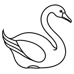 Simple Swan One-Line Vector Drawing
