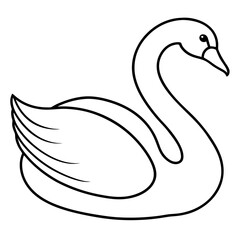 Simple Swan One-Line Vector Drawing