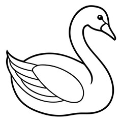 Simple Swan One-Line Vector Drawing