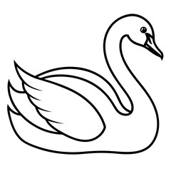 Simple Swan One-Line Vector Drawing