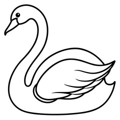 Simple Swan One-Line Vector Drawing