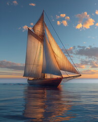 Naklejka premium This sleek twin-mast sailing ketch gracefully cuts_007