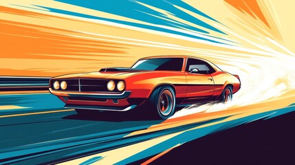 Obraz premium Fast Vintage Car Illustration