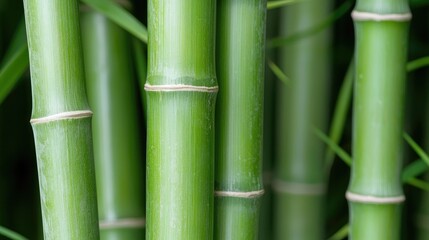 Close-up bamboo stalks, lush green background, nature, tranquility, peaceful