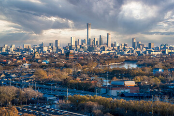 A panoramic bird's-eye view of the urban scenery in Beijing, China