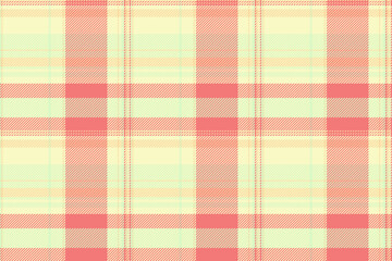 Difficult texture seamless check, crease textile background vector. Strong fabric tartan pattern plaid in light and red colors.