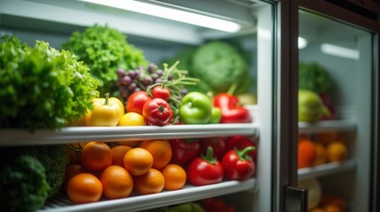 Fresh Healthy Produce Display in Modern Refrigerator