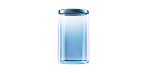 Transparent glass cylinder container with lid isolated on transparent background