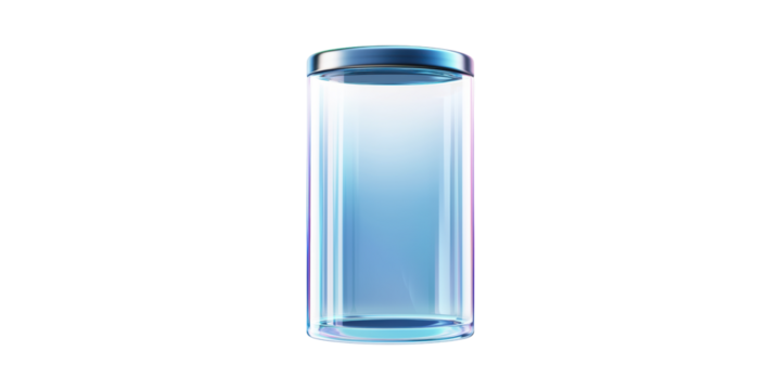 Transparent glass cylinder container with lid isolated on transparent background