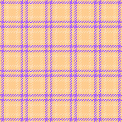 A vibrant, seamless pastel plaid pattern in peach and purple.