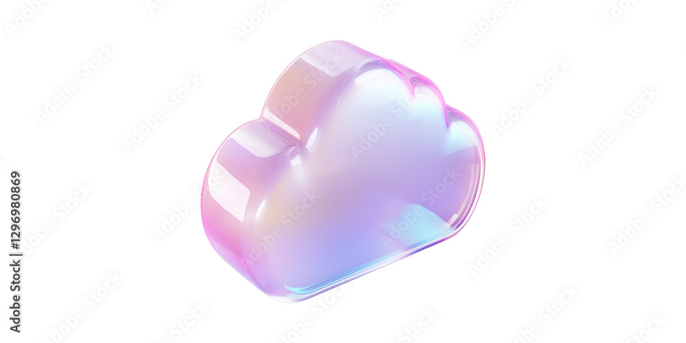 Poster iridescent cloud-shaped object in soft pastel colors isolated on transparent background
