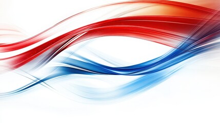 Fototapeta premium Curved Red and Blue Ribbons on White Background for Presentation Slide