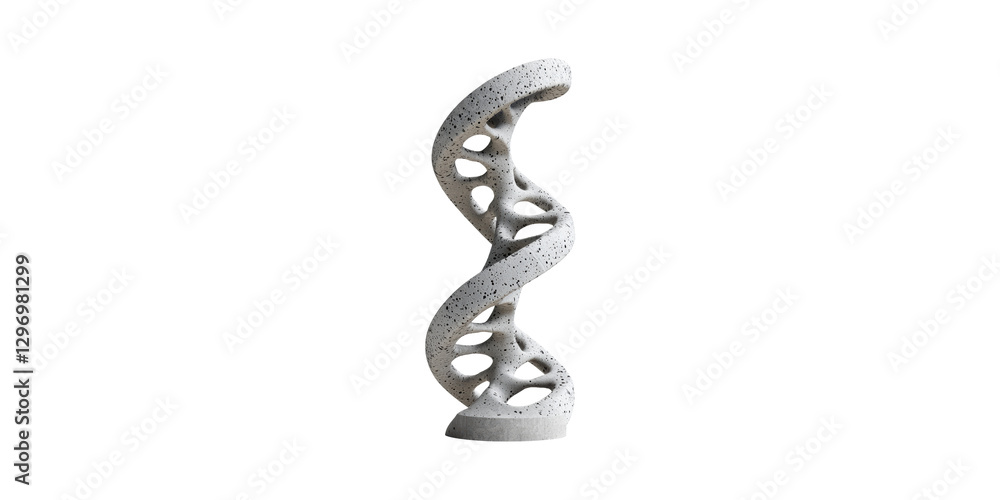 Poster abstract curved concrete sculpture with openings isolated on transparent background
