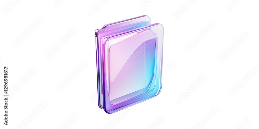 Aufkleber abstract iridescent 3d folder icon with vibrant gradient isolated on transparent background