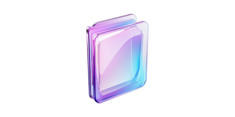 Abstract iridescent 3d folder icon with vibrant gradient isolated on transparent background