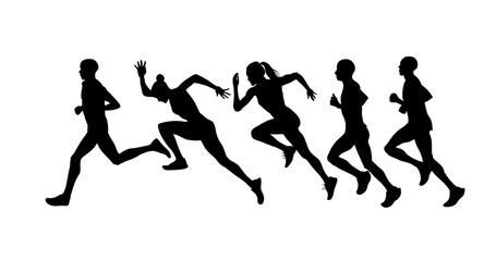running people silhouettes collection