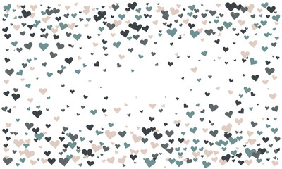 Elegant confetti of pastel and dark hearts on white background.  Perfect for Valentines Day, wedding invitations, romantic designs, or adding a touch of love to any project.