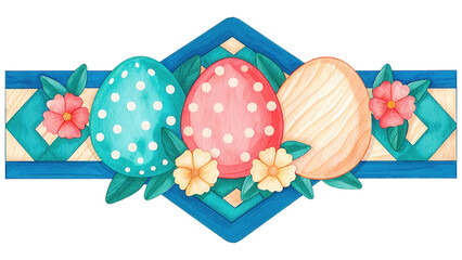 easter decoration clipart, Colorful Easter eggs with flowers and geometric patterns