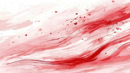 Abstract Red And White Fluid Brushstrokes Painting Work Of Art. A Modern Abstract Painting With