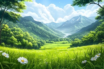 A misty morning valley