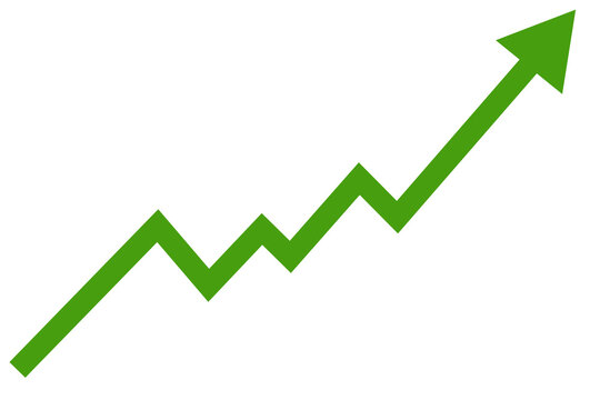 green arrow graph stock market growth up trend concept of business growth stock market profit