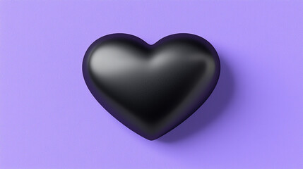Elegant Black Heart on a Lavender Background