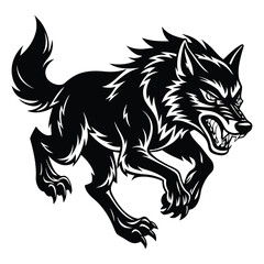 sports running wolf with extreme power vector art
