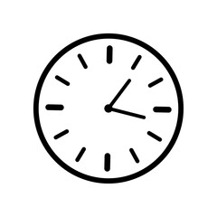 Clock icon symbol isolated on white back