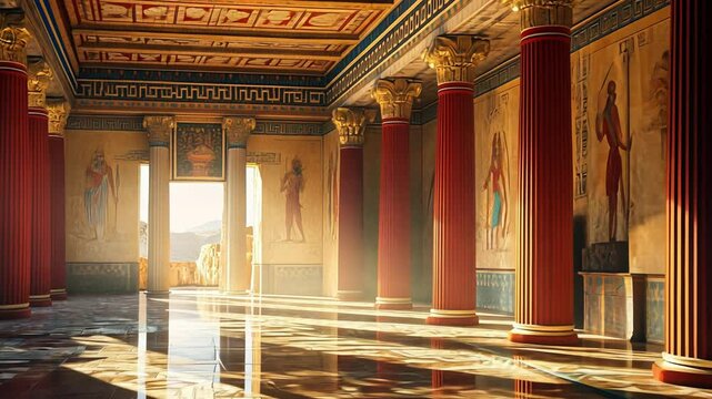 The Minoan Palace Interior features colorful decorations and elegance