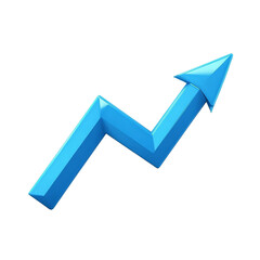 3D Zigzag Arrow, Blue Growth Chart, Isolated on Transparent Background, Growth, Progress, Success, chart, arrow, growth