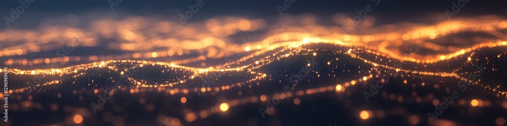 Poster an abstract network of glowing nodes and connections with a dark text area