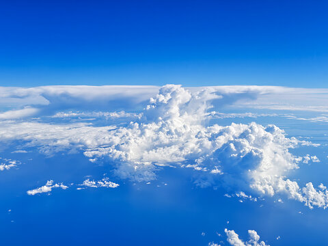 Aerial view of a clody blue sky