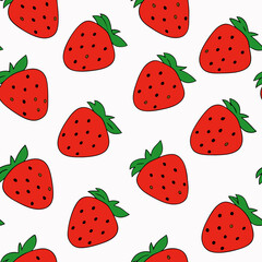Seamless strawberry pattern on white background